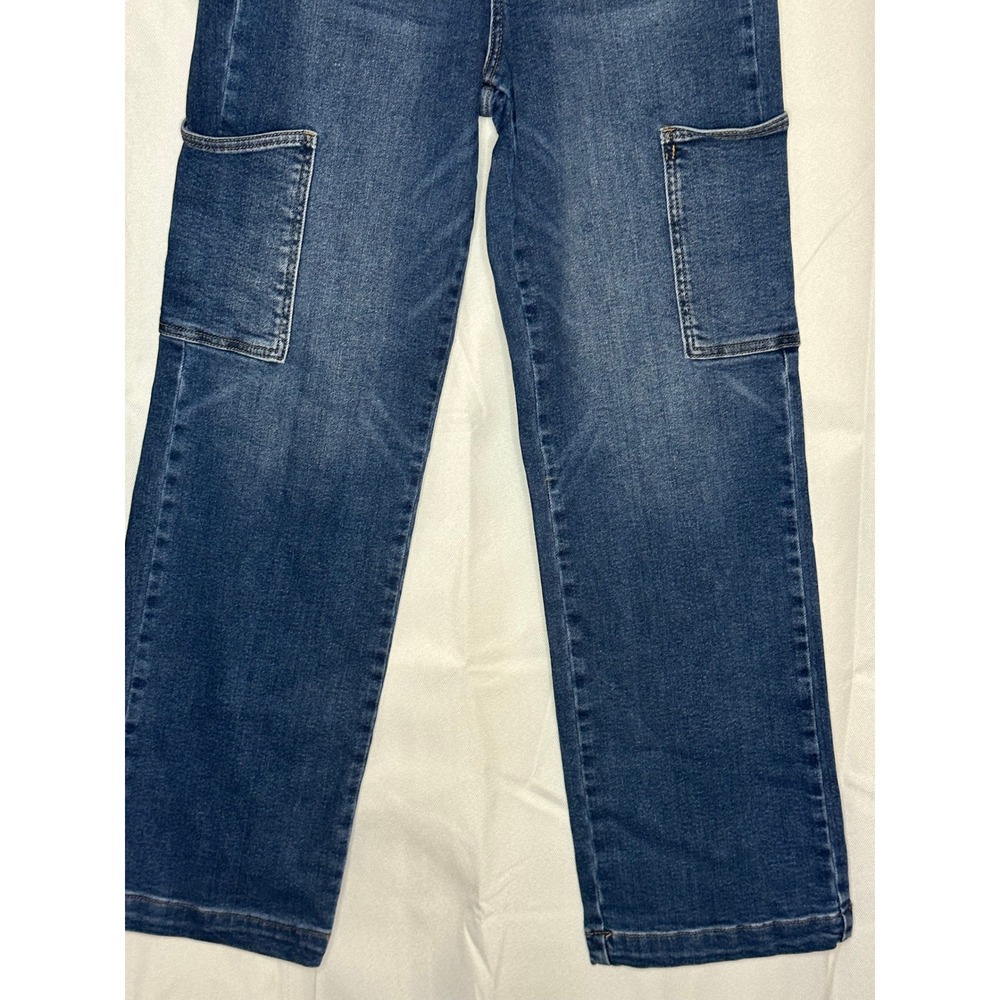 Judy Blue High Rise Cargo Jeans 7/28 Dark Wash Straight Leg Utility Y2K Stretch - Picture 5 of 7